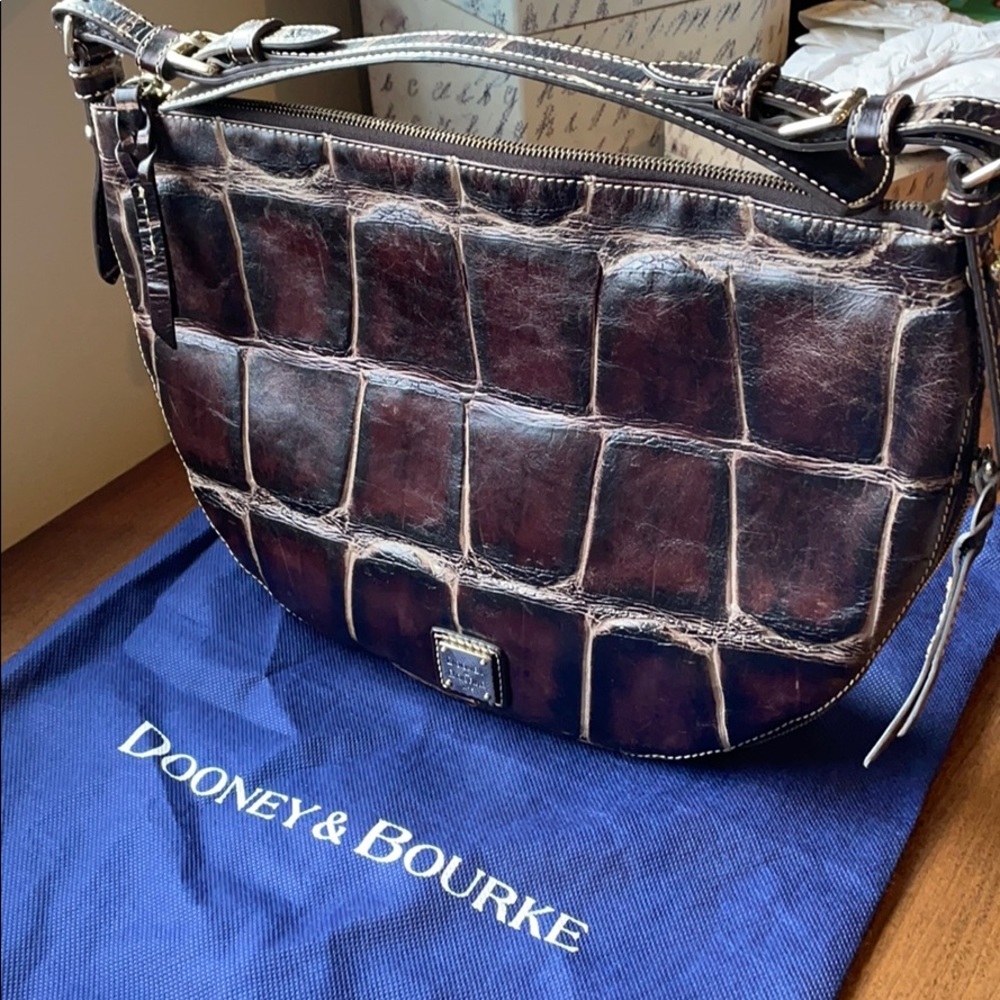 Dooney & Bourke handbag, brown croc leather